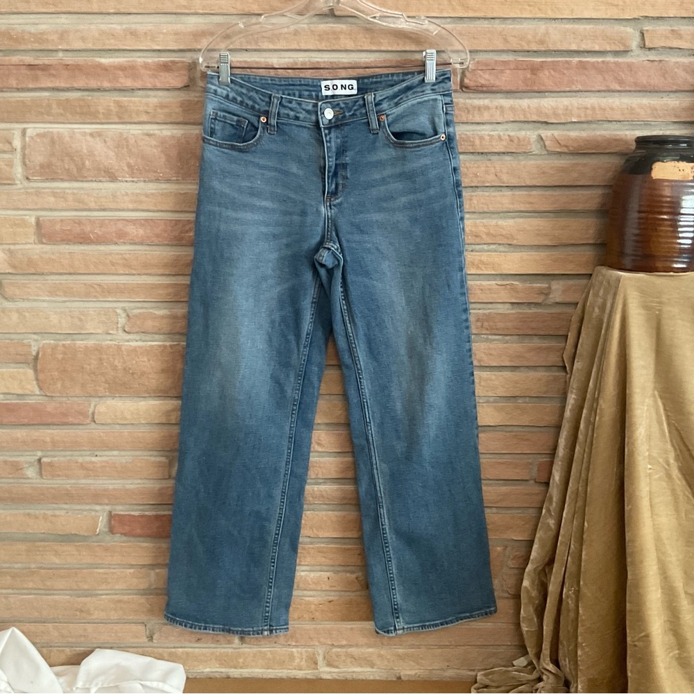 SONG Straight Wide Leg Mid Rise Jeans 7/28 - Picture 4 of 8